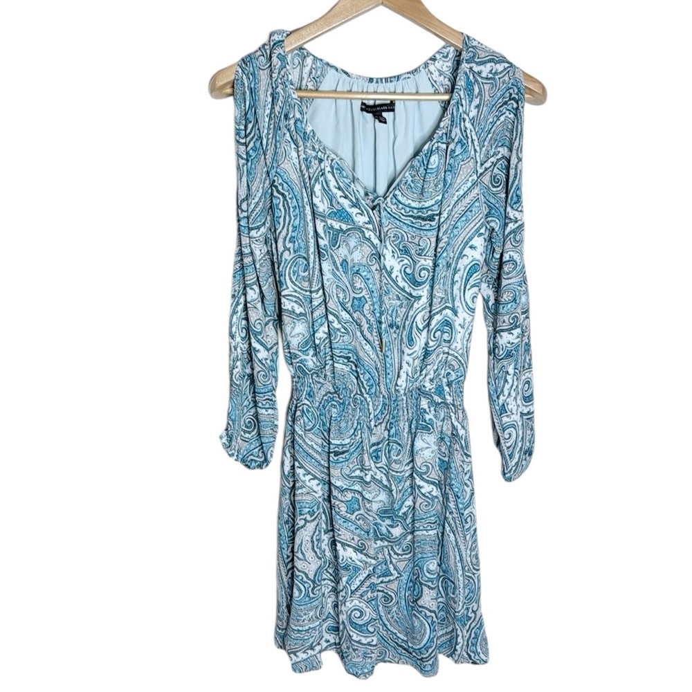 White House Black Market Paisley Long Cutout Sleeve Mini Dress Size 6P